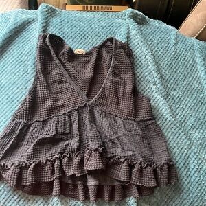 Women's Black Ruffle Hem Top